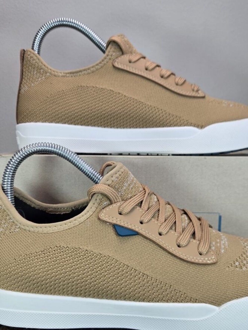 Vessi Women's Knit Sneaker in Tan with White Sole